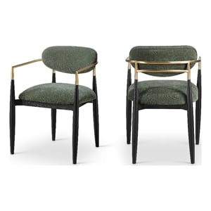Bowery Hill Contemporary Olive Performance Fabric Dining Arm Chair (Set of 2)