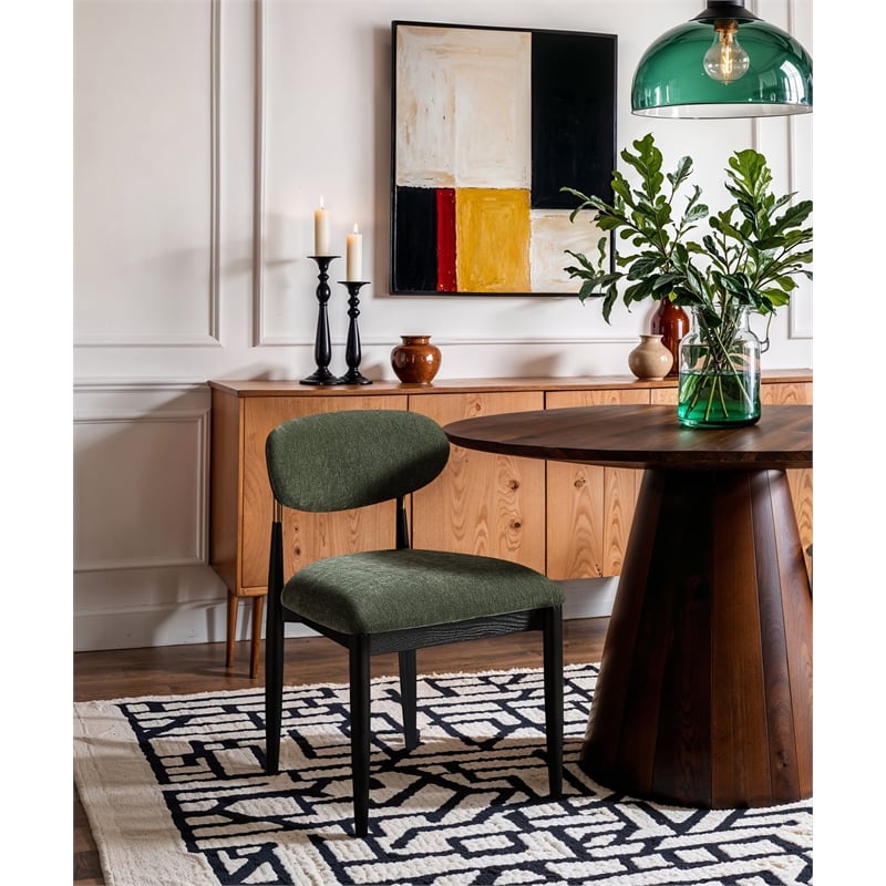Bowery Hill Contemporary Olive Performance Fabric Dining Side Chair (Set of 2)