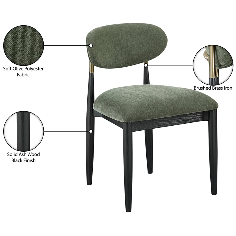 Bowery Hill Contemporary Olive Performance Fabric Dining Side Chair (Set of 2)