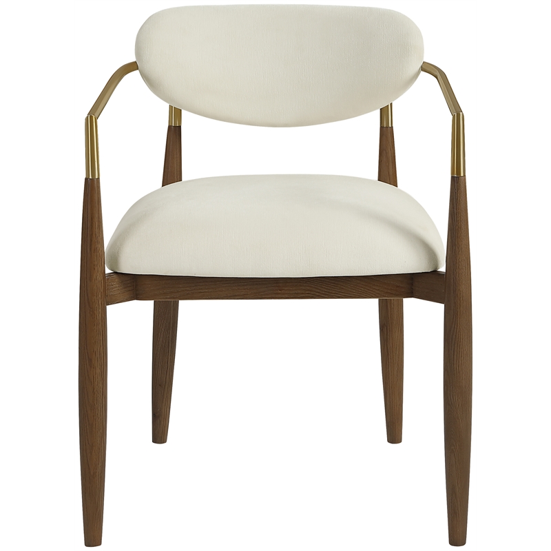 Bowery Hill Contemporary Cream Performance Fabric Dining Arm Chair (Set of 2)