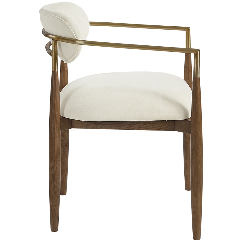 Bowery Hill Contemporary Cream Performance Fabric Dining Arm Chair (Set of 2)