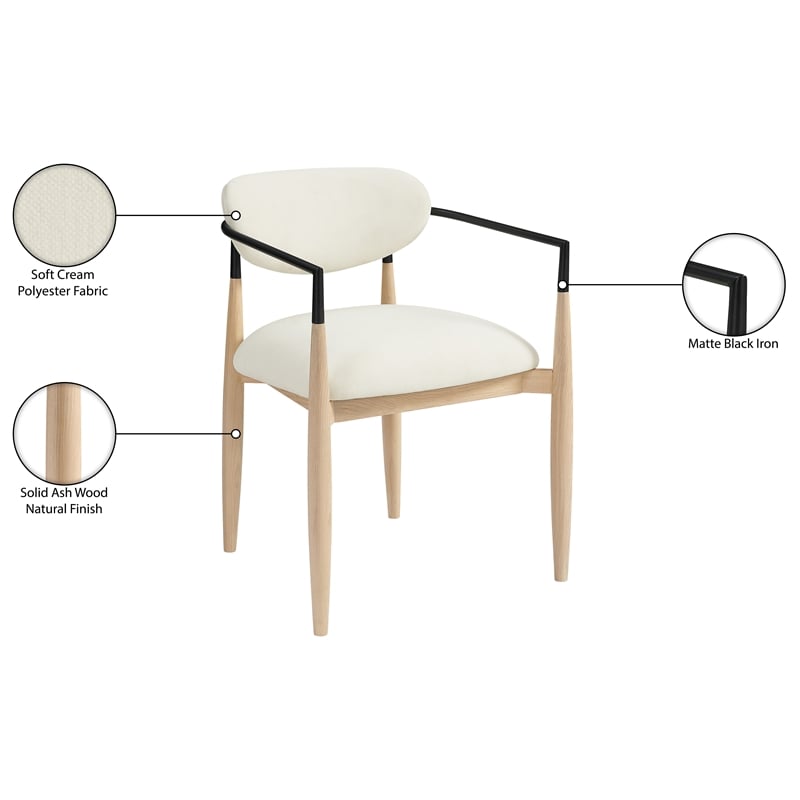 Bowery Hill Contemporary Cream Performance Fabric Dining Arm Chair (Set of 2)