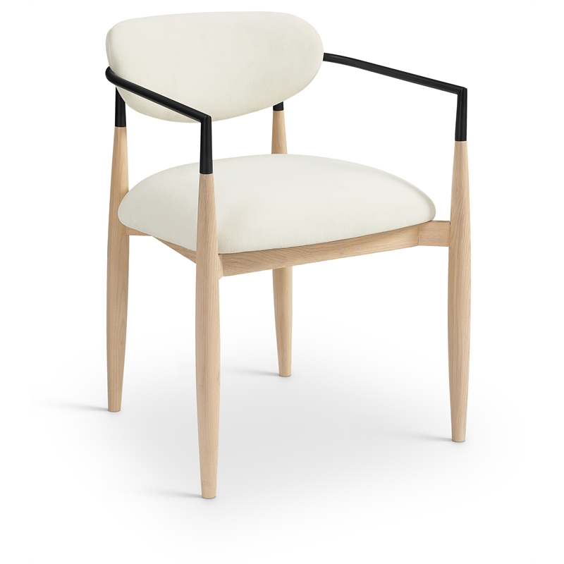 Bowery Hill Contemporary Cream Performance Fabric Dining Arm Chair (Set of 2)