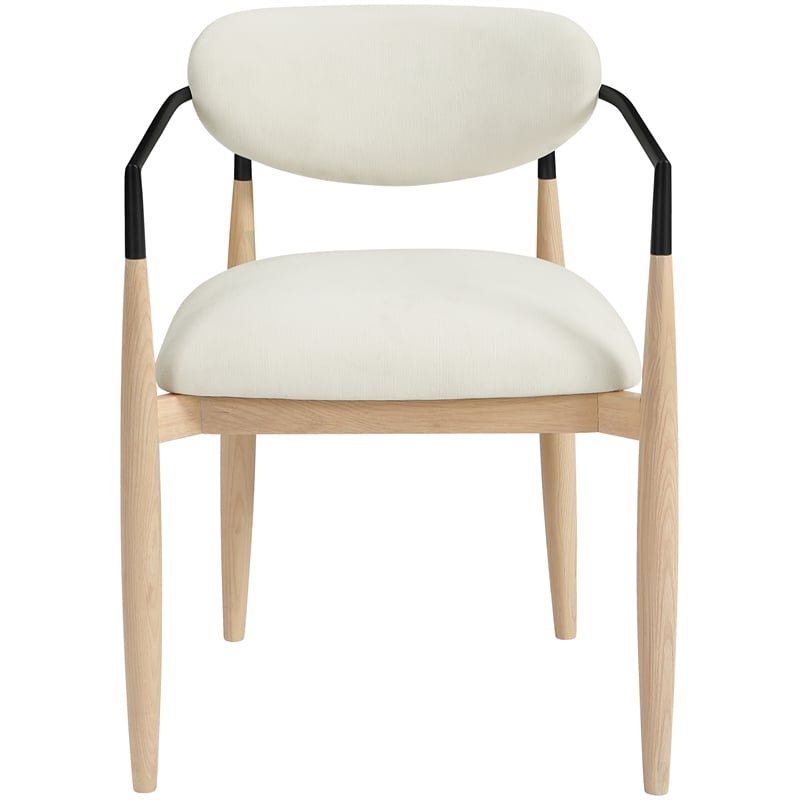 Bowery Hill Contemporary Cream Performance Fabric Dining Arm Chair (Set of 2)