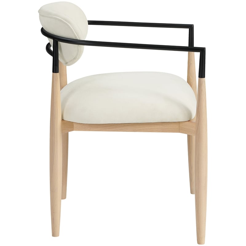 Bowery Hill Contemporary Cream Performance Fabric Dining Arm Chair (Set of 2)