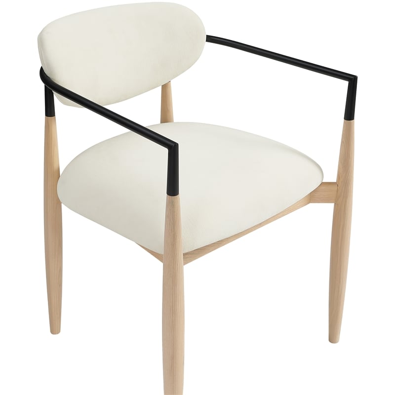 Bowery Hill Contemporary Cream Performance Fabric Dining Arm Chair (Set of 2)