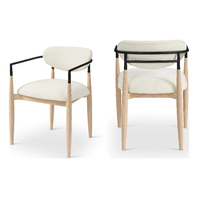 Bowery Hill Contemporary Cream Performance Fabric Dining Arm Chair (Set of 2)