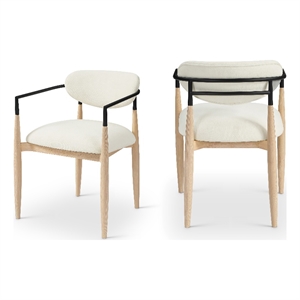 Bowery Hill Contemporary Cream Performance Fabric Dining Arm Chair (Set of 2)