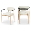 Bowery Hill Contemporary Cream Performance Fabric Dining Arm Chair (Set of 2)