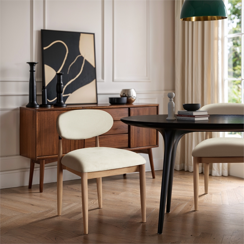 Bowery Hill Contemporary Cream Performance Fabric Dining Side Chair (Set of 2)
