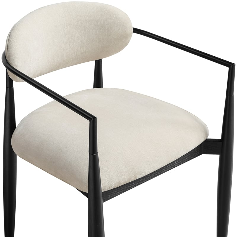 Bowery Hill Contemporary Beige Performance Fabric Dining Arm Chair (Set of 2)