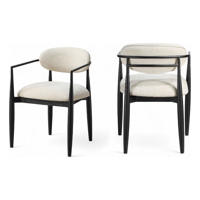 Bowery Hill Contemporary Beige Performance Fabric Dining Arm Chair (Set of 2)