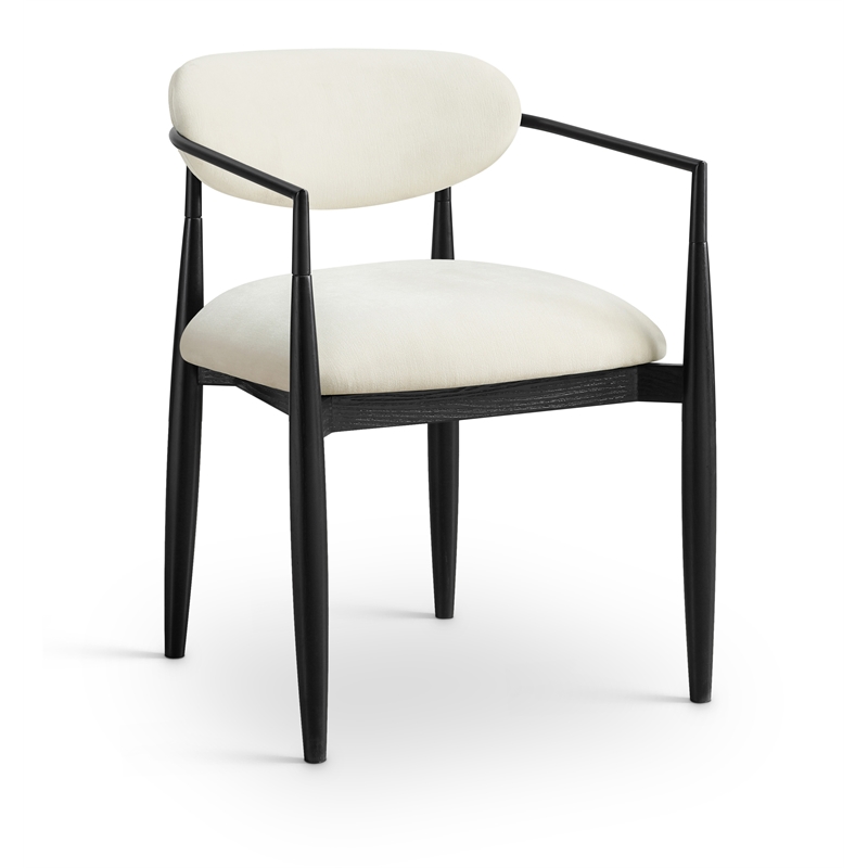 Bowery Hill Contemporary Cream Performance Fabric Dining Arm Chair (Set of 2)
