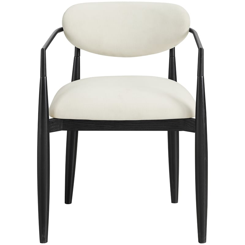 Bowery Hill Contemporary Cream Performance Fabric Dining Arm Chair (Set of 2)