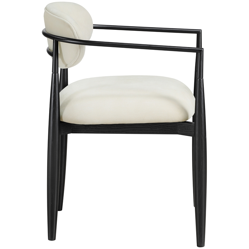 Bowery Hill Contemporary Cream Performance Fabric Dining Arm Chair (Set of 2)