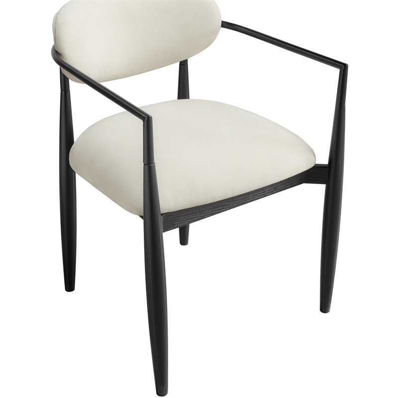 Bowery Hill Contemporary Cream Performance Fabric Dining Arm Chair (Set of 2)