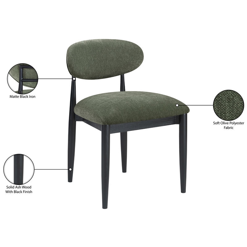 Bowery Hill Contemporary Olive Performance Fabric Dining Side Chair (Set of 2)