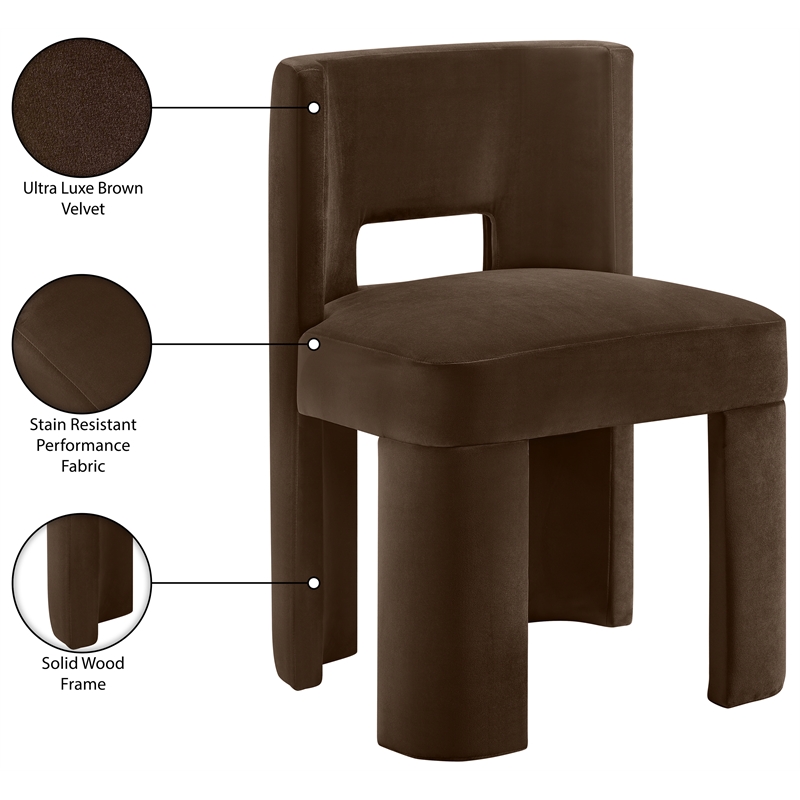 Bowery Hill Contemporary Brown Velvet Performance Fabric Dining Chair (Set of 2)