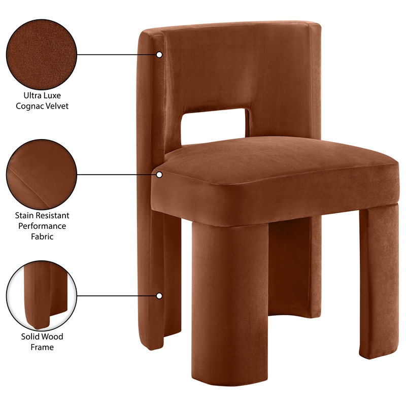 Bowery Hill Cognac Velvet Performance Fabric Dining Chair (Set of 2)