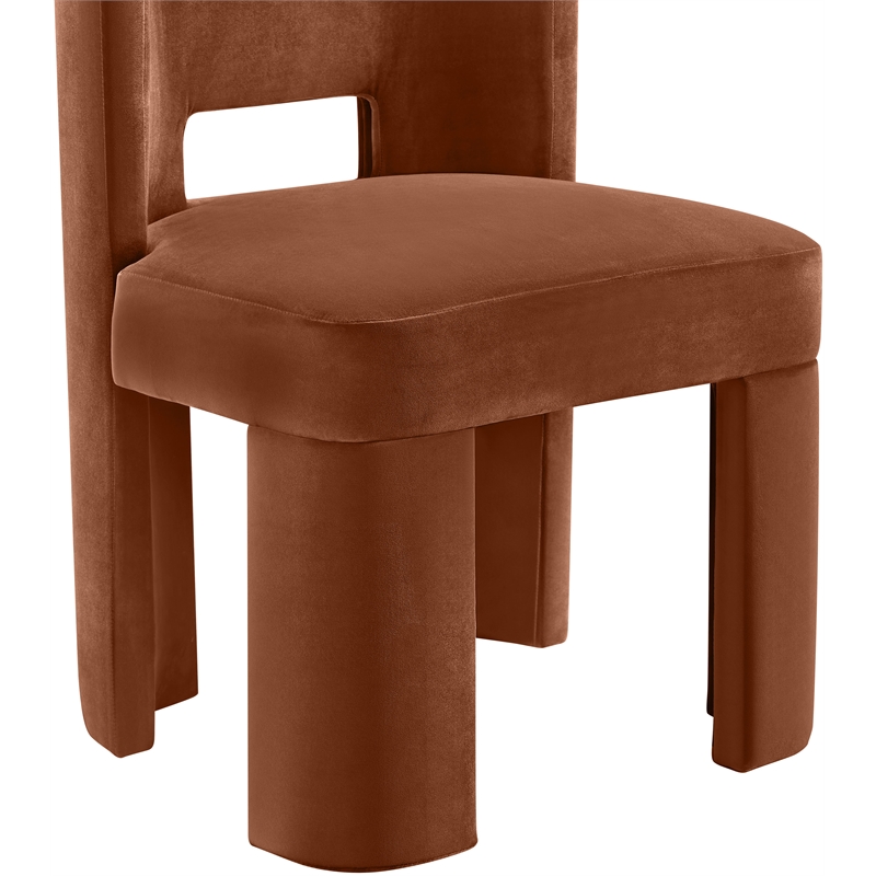 Bowery Hill Cognac Velvet Performance Fabric Dining Chair (Set of 2)