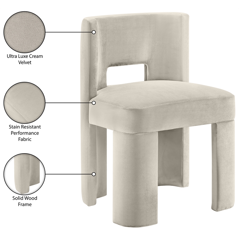 Bowery Hill Contemporary Cream Velvet Performance Fabric Dining Chair (Set of 2)