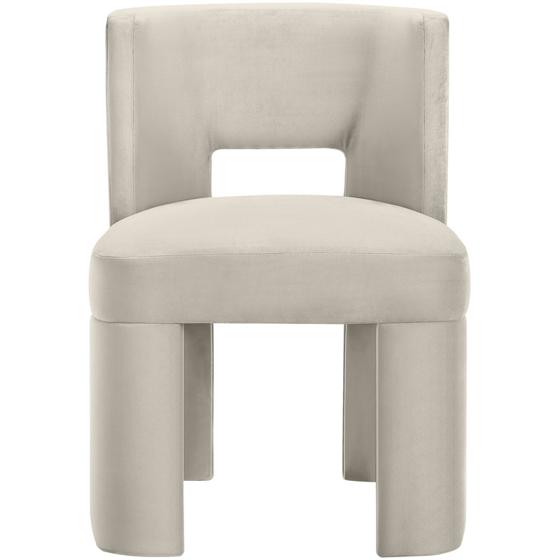 Bowery Hill Contemporary Cream Velvet Performance Fabric Dining Chair (Set of 2)