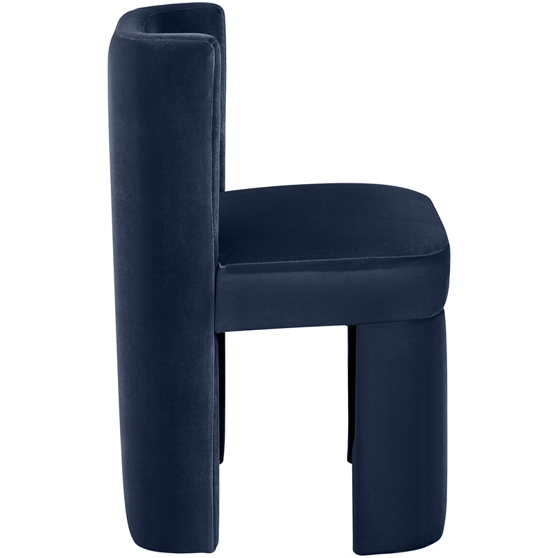 Bowery Hill Contemporary Navy Velvet Performance Fabric Dining Chair (Set of 2)