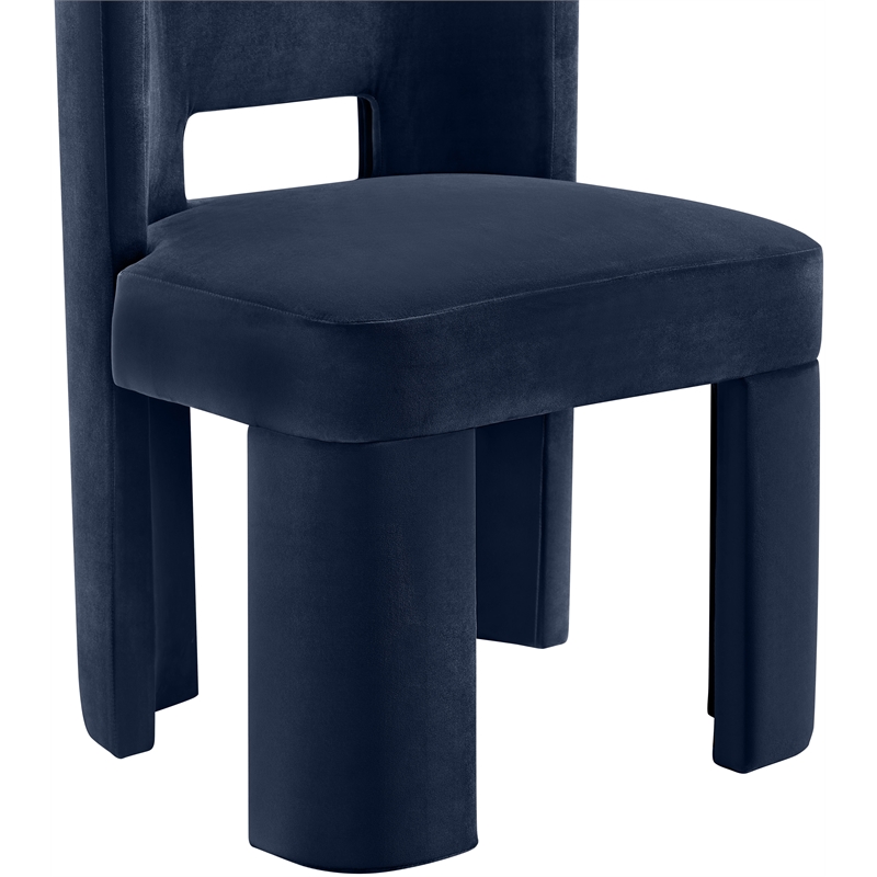 Bowery Hill Contemporary Navy Velvet Performance Fabric Dining Chair (Set of 2)