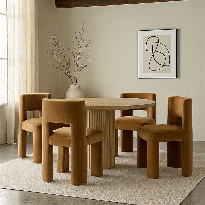 Bowery Hill Saddle Velvet Performance Fabric Dining Chair (Set of 2)