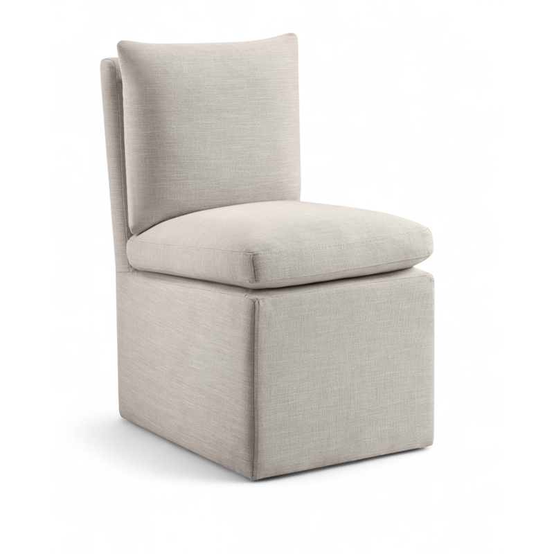Bowery Hill Contemporary Beige Linen Textured Fabric Dining Chair (Set of 2)