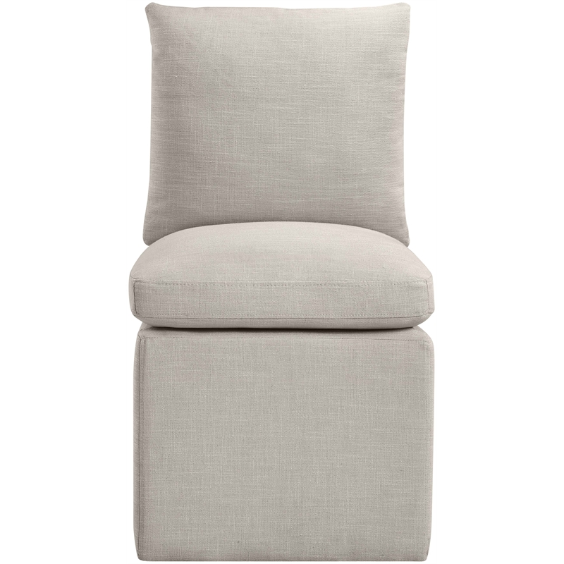 Bowery Hill Contemporary Beige Linen Textured Fabric Dining Chair (Set of 2)