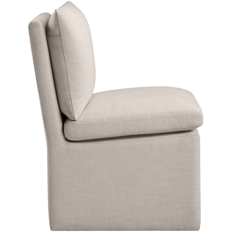 Bowery Hill Contemporary Beige Linen Textured Fabric Dining Chair (Set of 2)