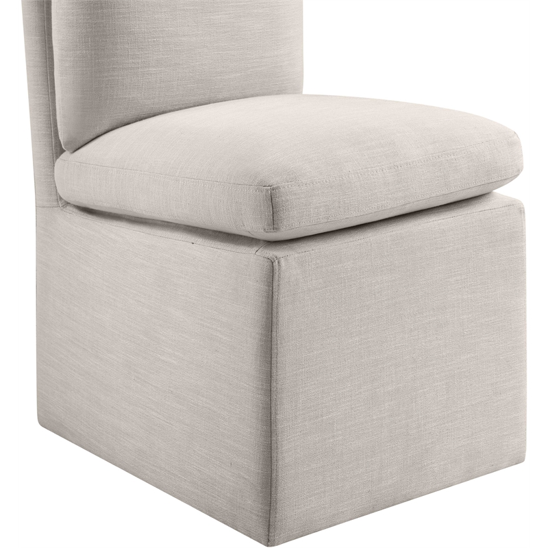 Bowery Hill Contemporary Beige Linen Textured Fabric Dining Chair (Set of 2)