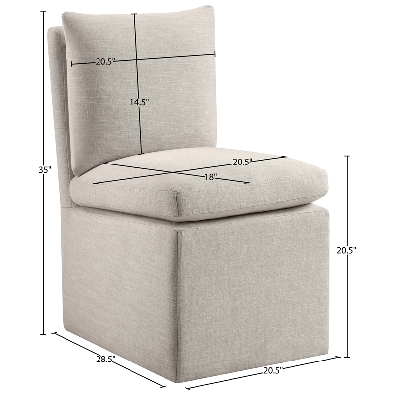 Bowery Hill Contemporary Beige Linen Textured Fabric Dining Chair (Set of 2)