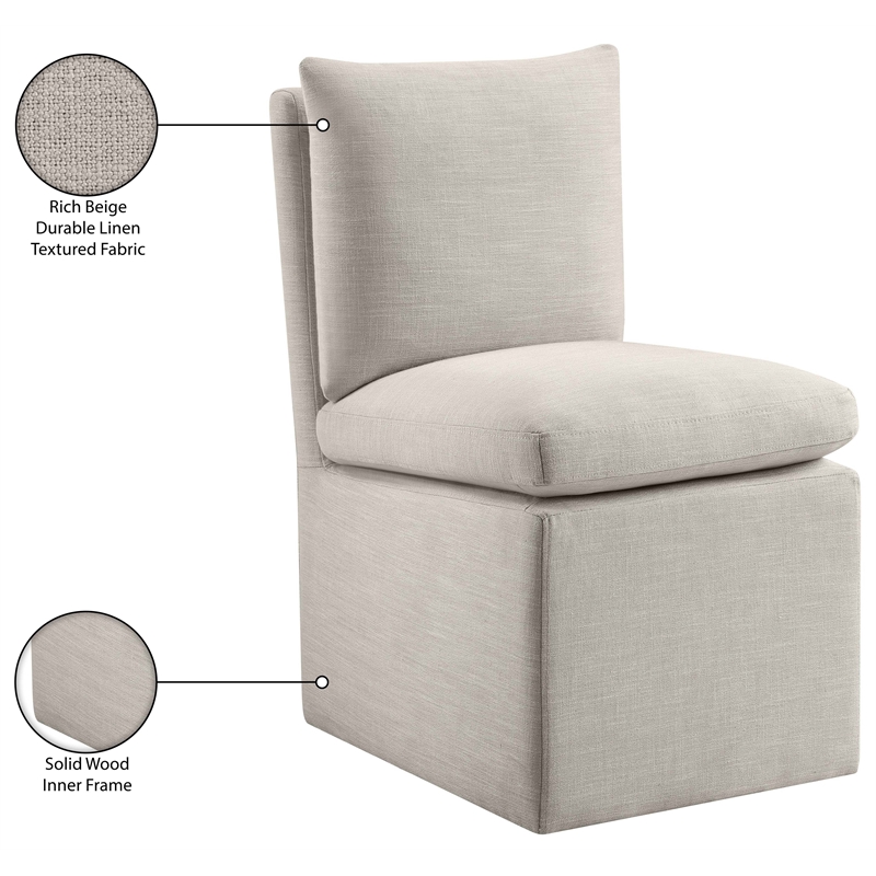 Bowery Hill Contemporary Beige Linen Textured Fabric Dining Chair (Set of 2)