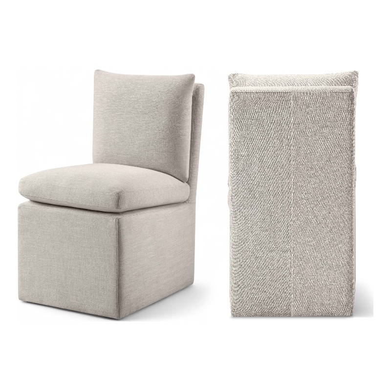 Bowery Hill Contemporary Beige Linen Textured Fabric Dining Chair (Set of 2)