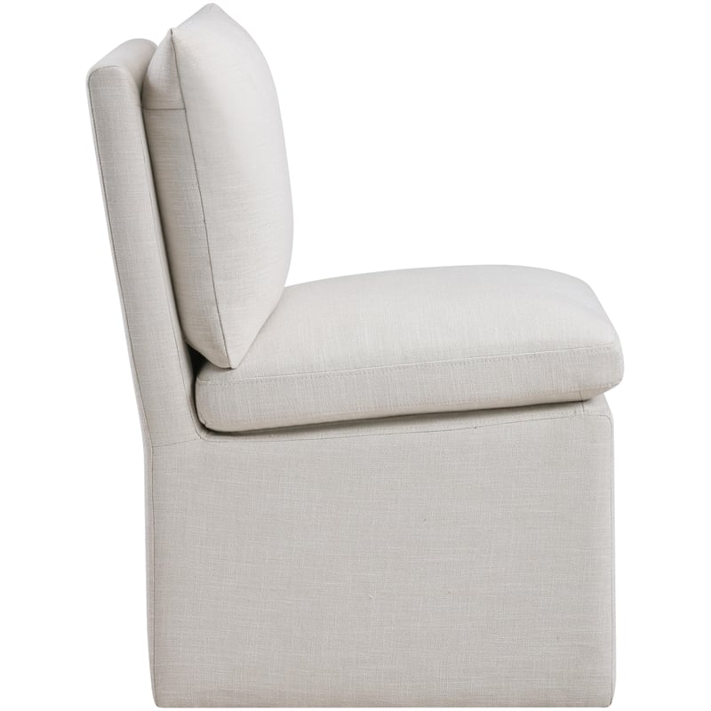 Bowery Hill Contemporary Cream Linen Textured Fabric Dining Chair (Set of 2)