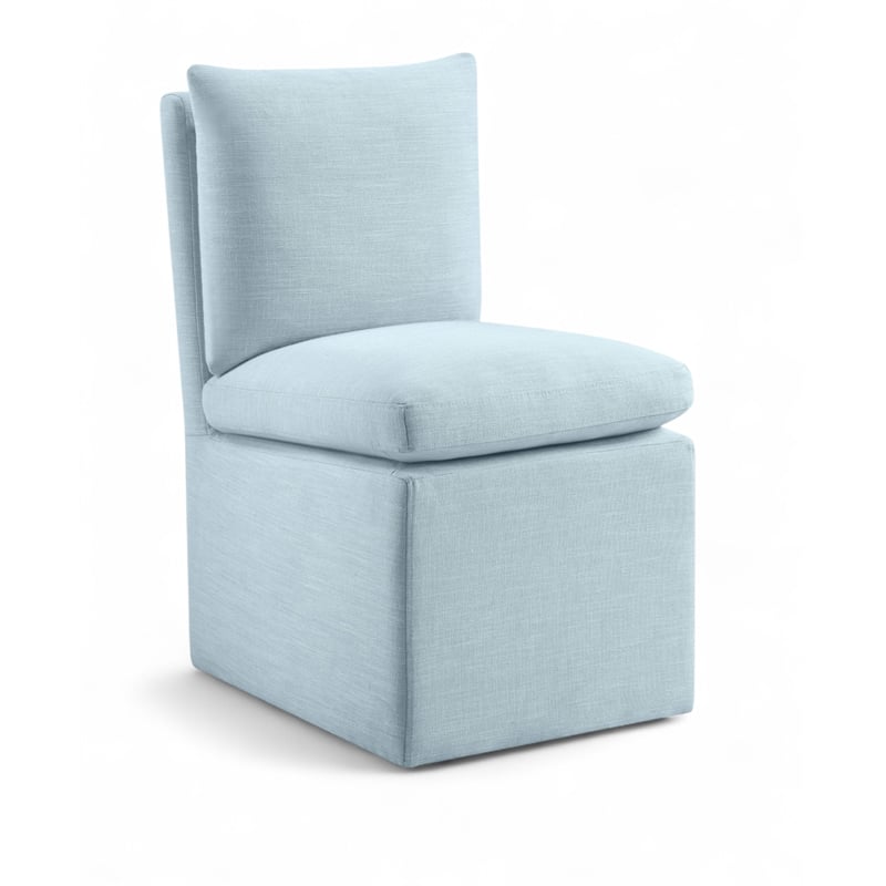 Bowery Hill Contemporary Lt Blue Linen Textured Fabric Dining Chair (Set of 2)