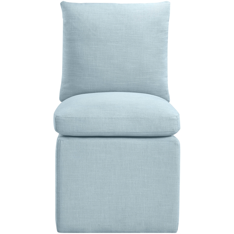 Bowery Hill Contemporary Lt Blue Linen Textured Fabric Dining Chair (Set of 2)
