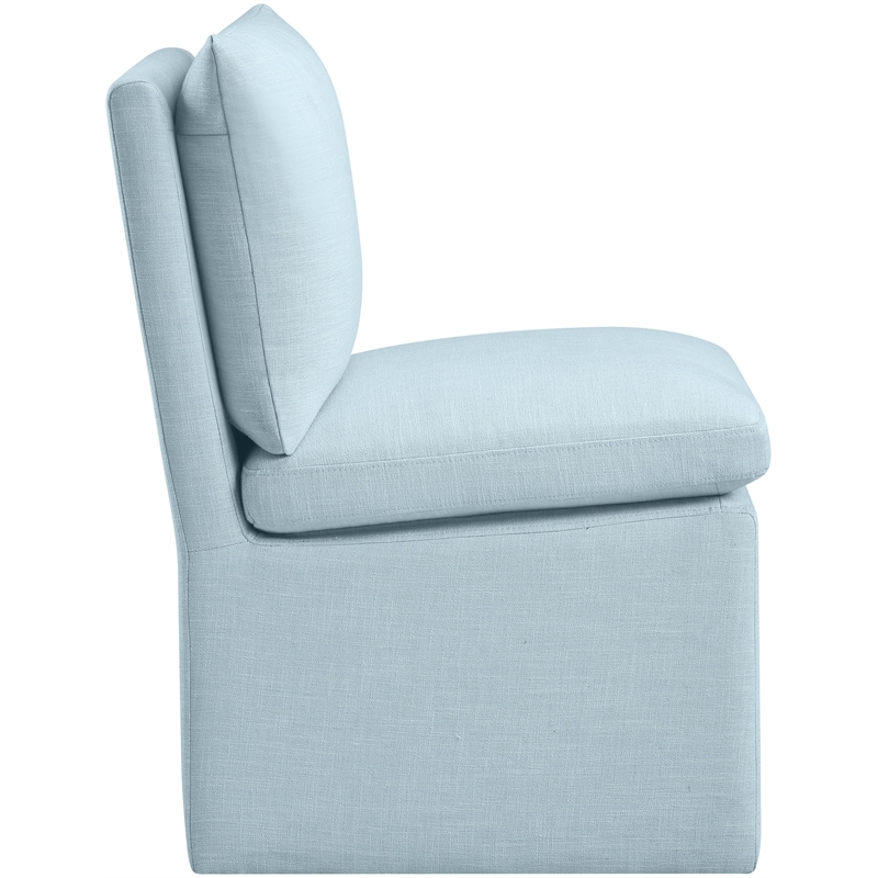 Bowery Hill Contemporary Lt Blue Linen Textured Fabric Dining Chair (Set of 2)