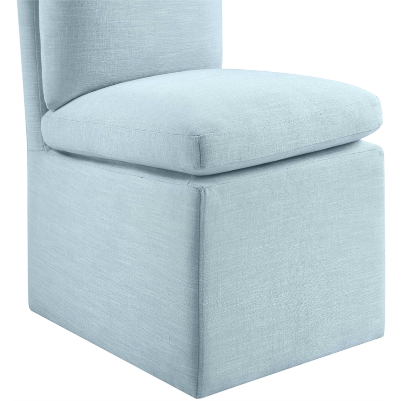 Bowery Hill Contemporary Lt Blue Linen Textured Fabric Dining Chair (Set of 2)