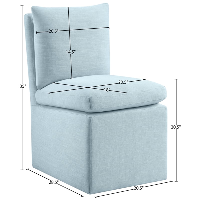 Bowery Hill Contemporary Lt Blue Linen Textured Fabric Dining Chair (Set of 2)