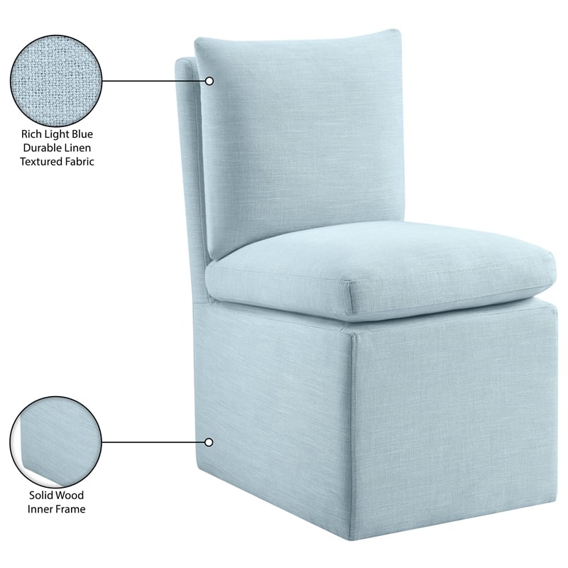 Bowery Hill Contemporary Lt Blue Linen Textured Fabric Dining Chair (Set of 2)