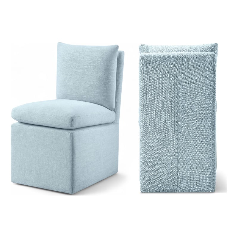 Bowery Hill Contemporary Lt Blue Linen Textured Fabric Dining Chair (Set of 2)