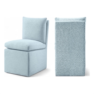 Bowery Hill Contemporary Lt Blue Linen Textured Fabric Dining Chair (Set of 2)