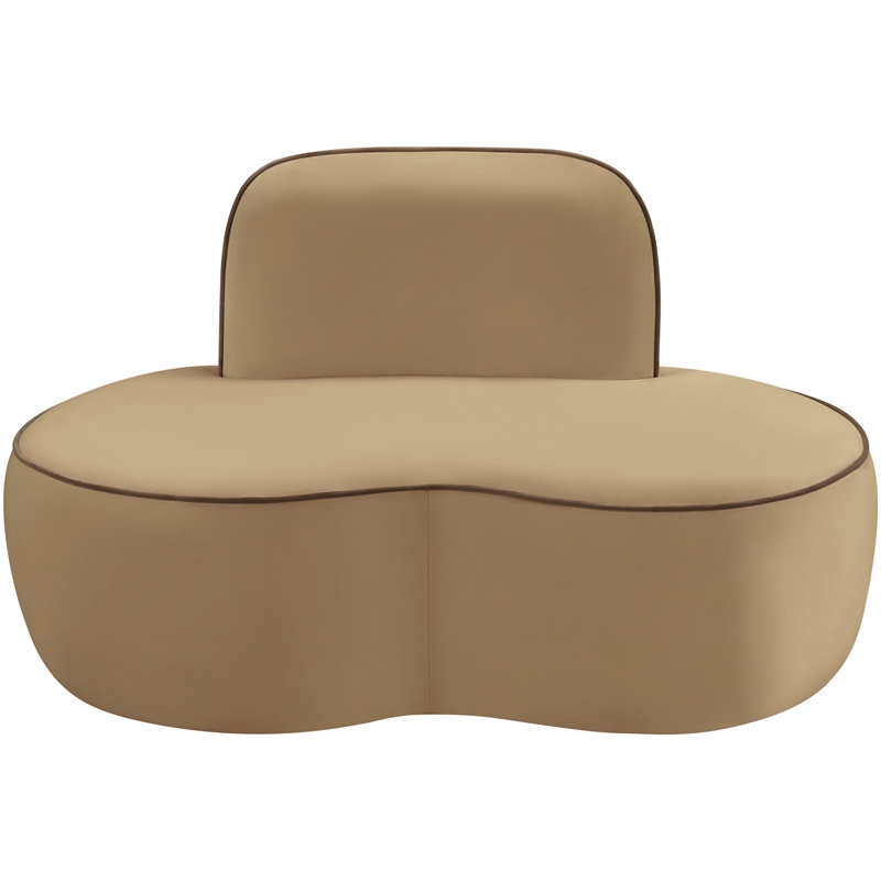 Bowery Hill Contemporary Beige Durable Velvet Upholstered Chair