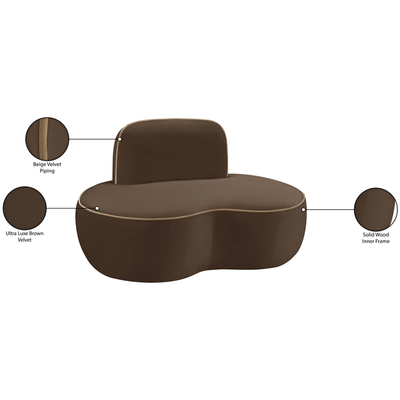 Bowery Hill Contemporary Brown Durable Velvet Upholstered Chair