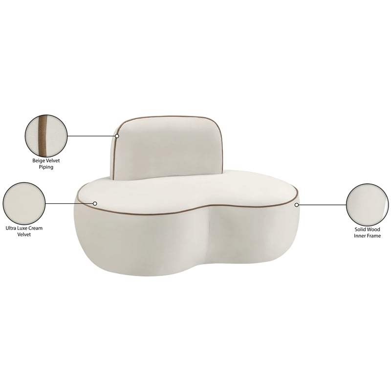 Bowery Hill Contemporary Cream Durable Velvet Upholstered Chair