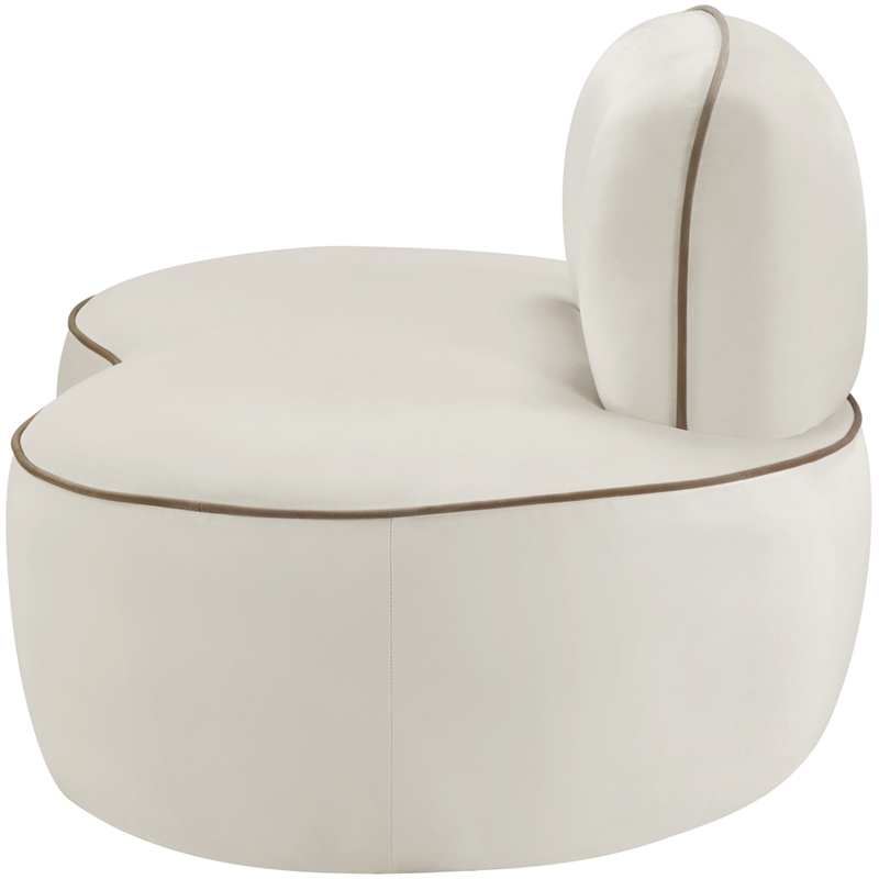 Bowery Hill Contemporary Cream Durable Velvet Upholstered Chair