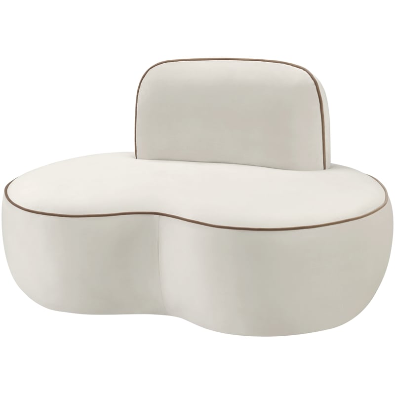 Bowery Hill Contemporary Cream Durable Velvet Upholstered Chair